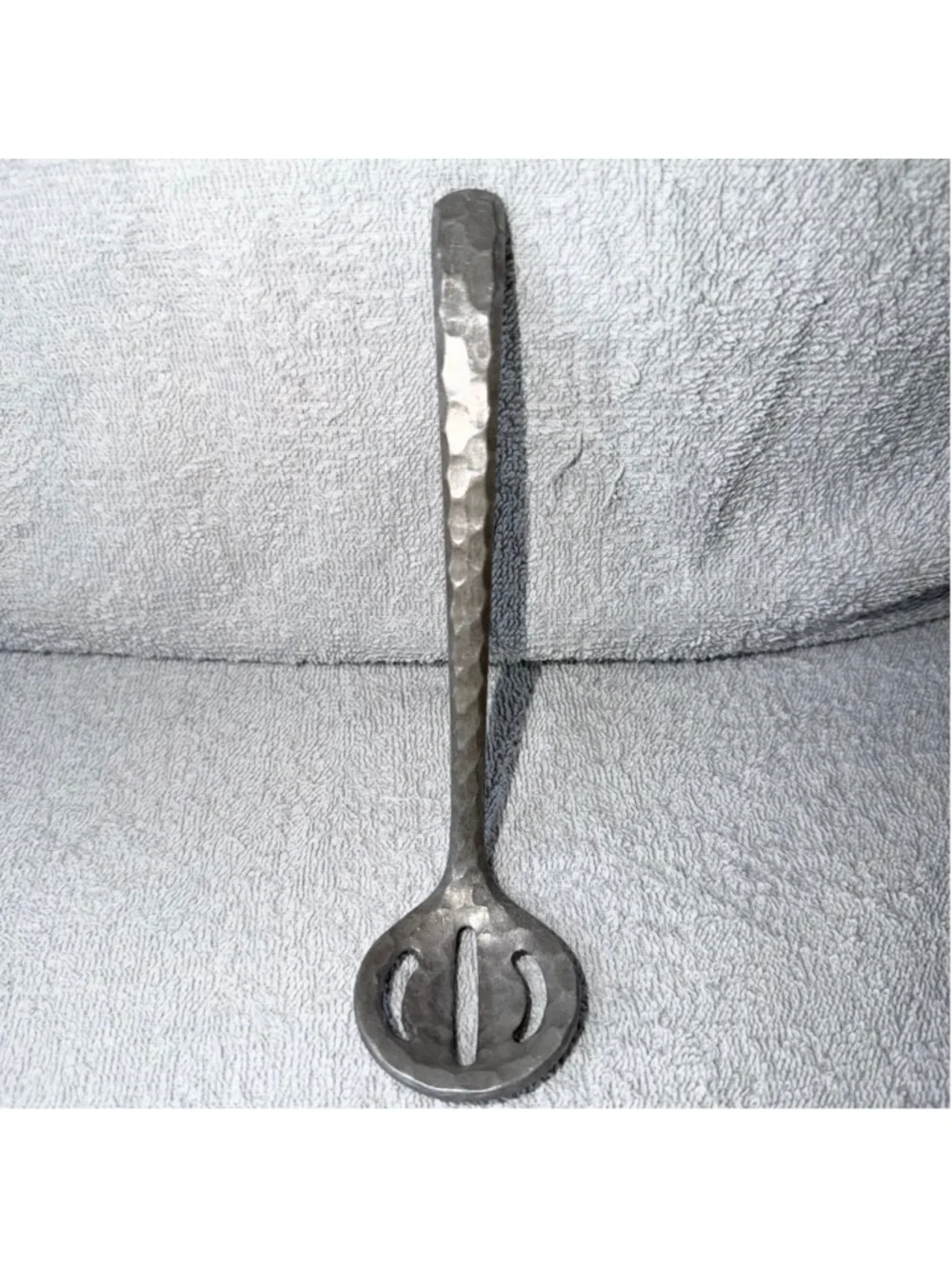 Vintage Hammered Aluminum Slotted Nut/Candy Serving Spoon Unique